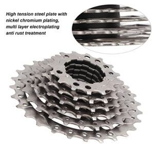 Mountain Bike 8 Speed Cassette, Smoother Shifting Multi Layer Electroplating Deficient Gear Design 8 Speed Cassette for Road Bike