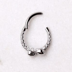 Pierced Owl 16GA 316L Stainless Steel Double Snakes Hinged Clicker Ring