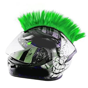 Altsuceser Helmets Mohawk Wig, Self-Adhesive Mohawk Motorcycle Helmets, Mohawk Synthetic Wigs for Bicycle Ski Snowboard Helmets, Reusable Design Light Green