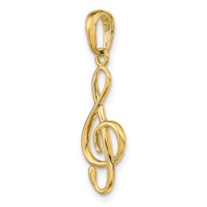 Auriga Fine Jewelry 14k Yellow Gold 3-D Clef Treble Clef Pendant Gift for Women