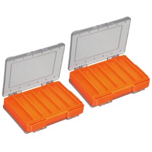 patikil two-sided plastic box fishing lure storage container, 2 pack 12 grids fish tackle organizer, orange