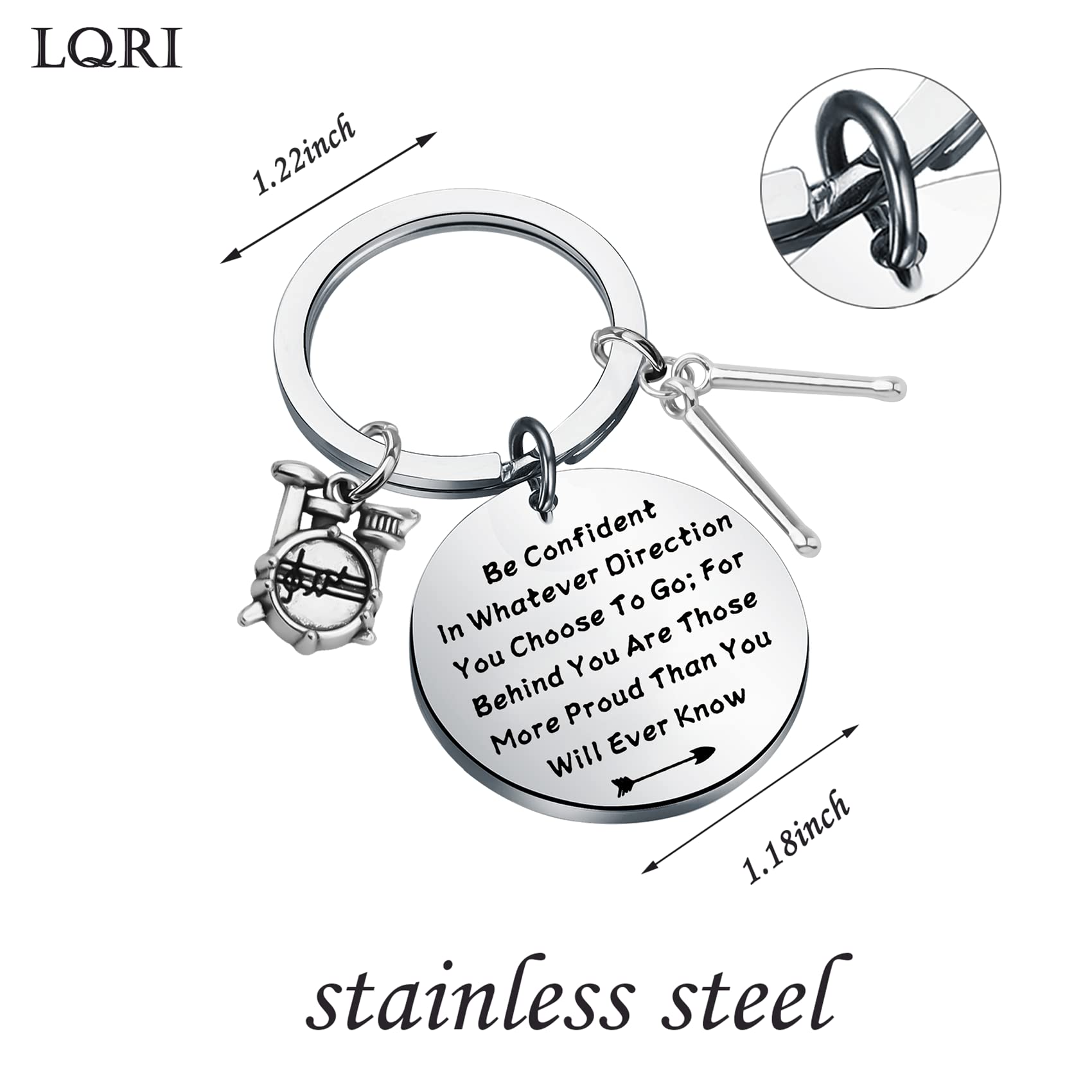 LQRI Drum Keychain Drummer Gifts Drum Kit New Percussionist Gift Percussion Jewelry Drum Player Band Gifts (silver)