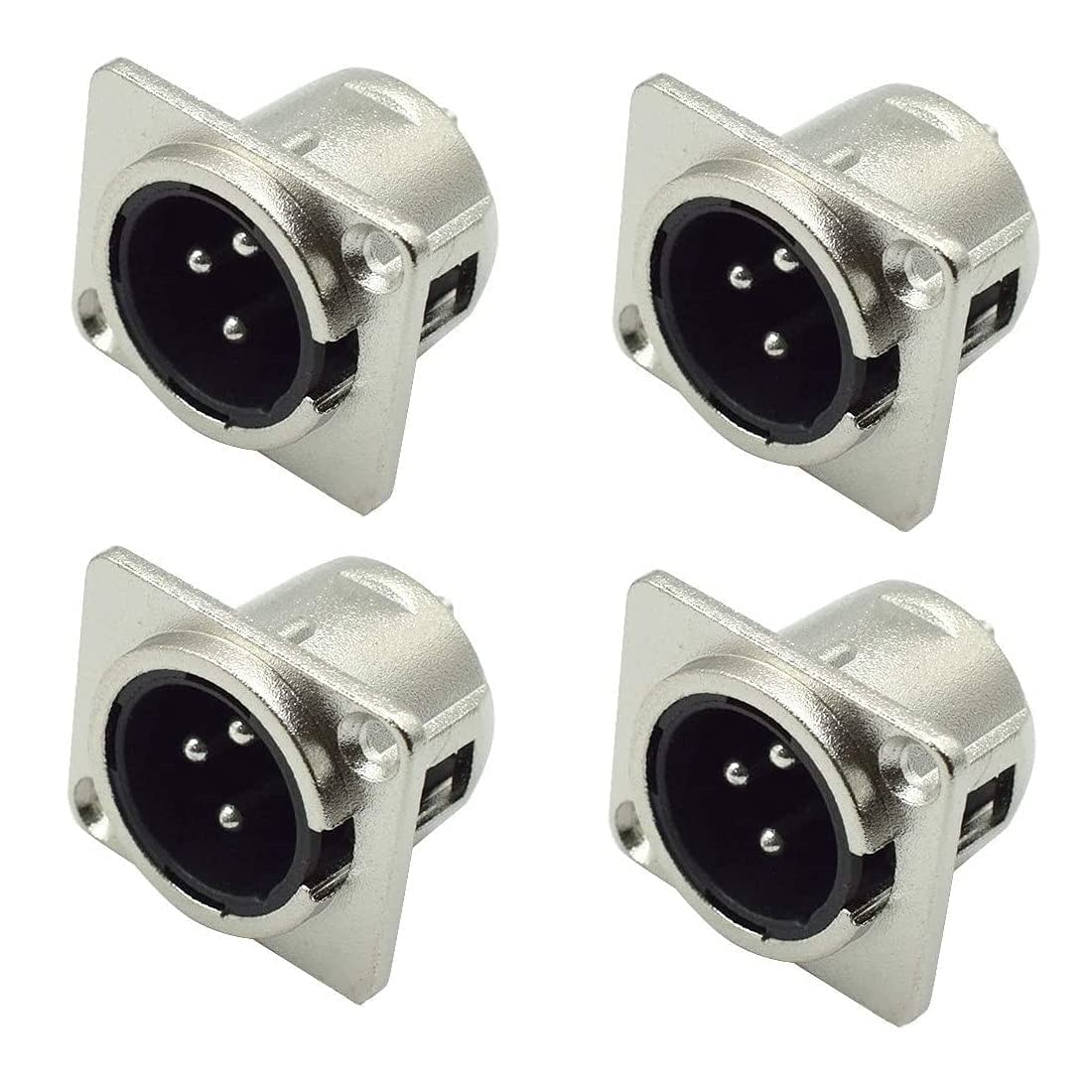 GDQLCNXB XLR Male Jack 3 Pin Panel Mount Jacks，Silver Metal Housing XLR-M Socket Audio Speaker Microphone Connector 8Pcs.