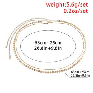 Rumtock Double Layer Gold Sequins Beads Rope Chain Body Chain Waist Chain Belly Belt for Women Girls Summer Beach Fashion Jewelry