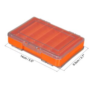 PATIKIL Two-Sided Plastic Box Fishing Lure Storage Container, 2 Pack 12 Grids Fish Tackle Organizer, Orange