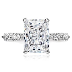 Michooyel S925 4ct Radiant Cut Cubic Zirconia Engagement Rings For Women Wedding Ring Promise Ring Sterling Silver Diamond Wedding Band