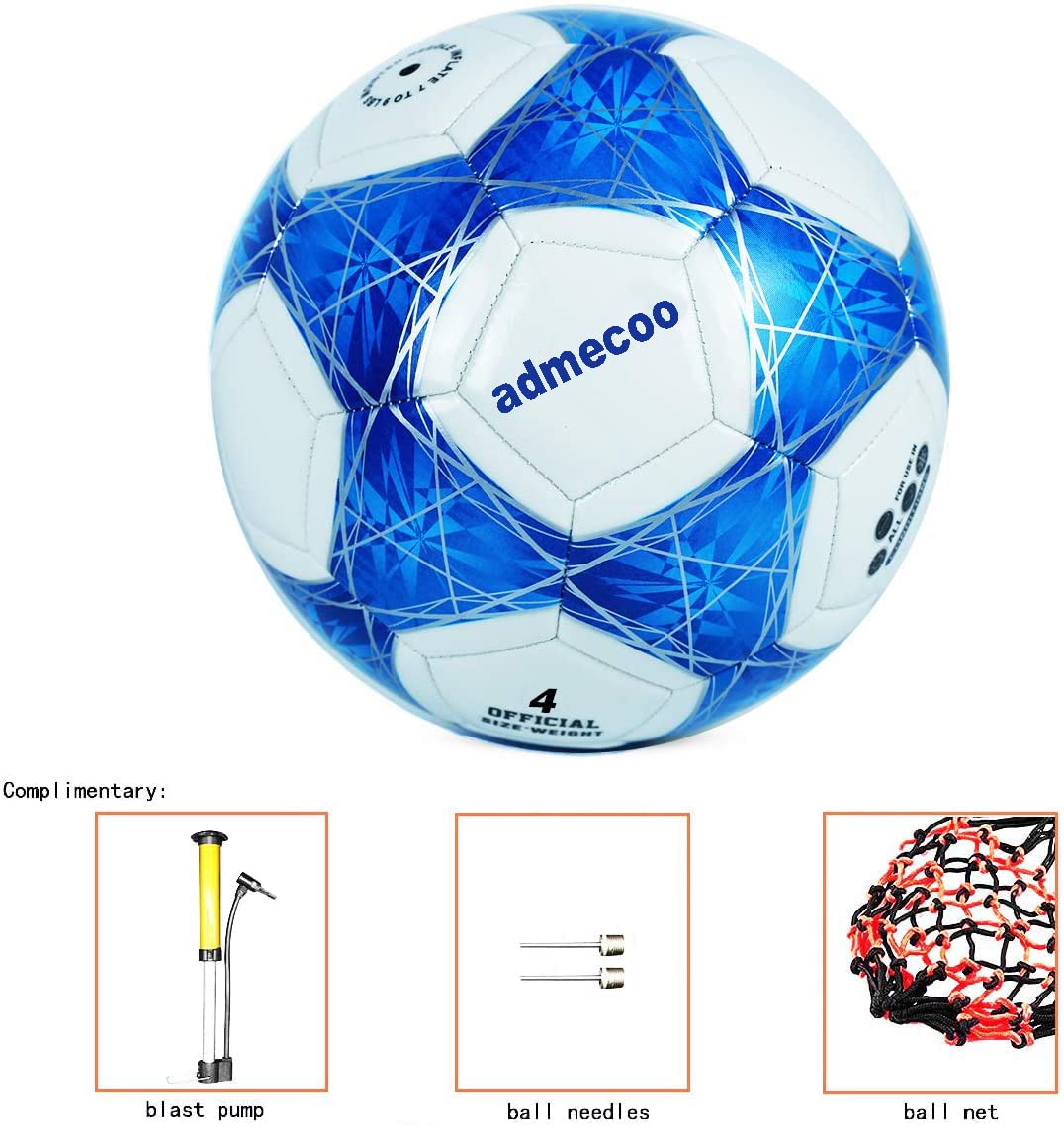 admecoo Light Up Soccer Ball Glow in The Dark Soccer Ball Size 3/4/5 with Needles and Pump Ball for Men Youth and Adult Night Games