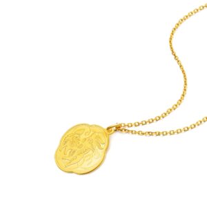 CHOW SANG SANG Chinese Gifting Collection 999.9 24K Solid Gold Price-by-Weight 3.36g Gold Plum blossom-shaped 12 Chinese Zodiac Pendant for Women | [Not Include the Necklace] (Goat)