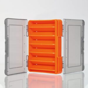 PATIKIL Two-Sided Plastic Box Fishing Lure Storage Container, 2 Pack 12 Grids Fish Tackle Organizer, Orange