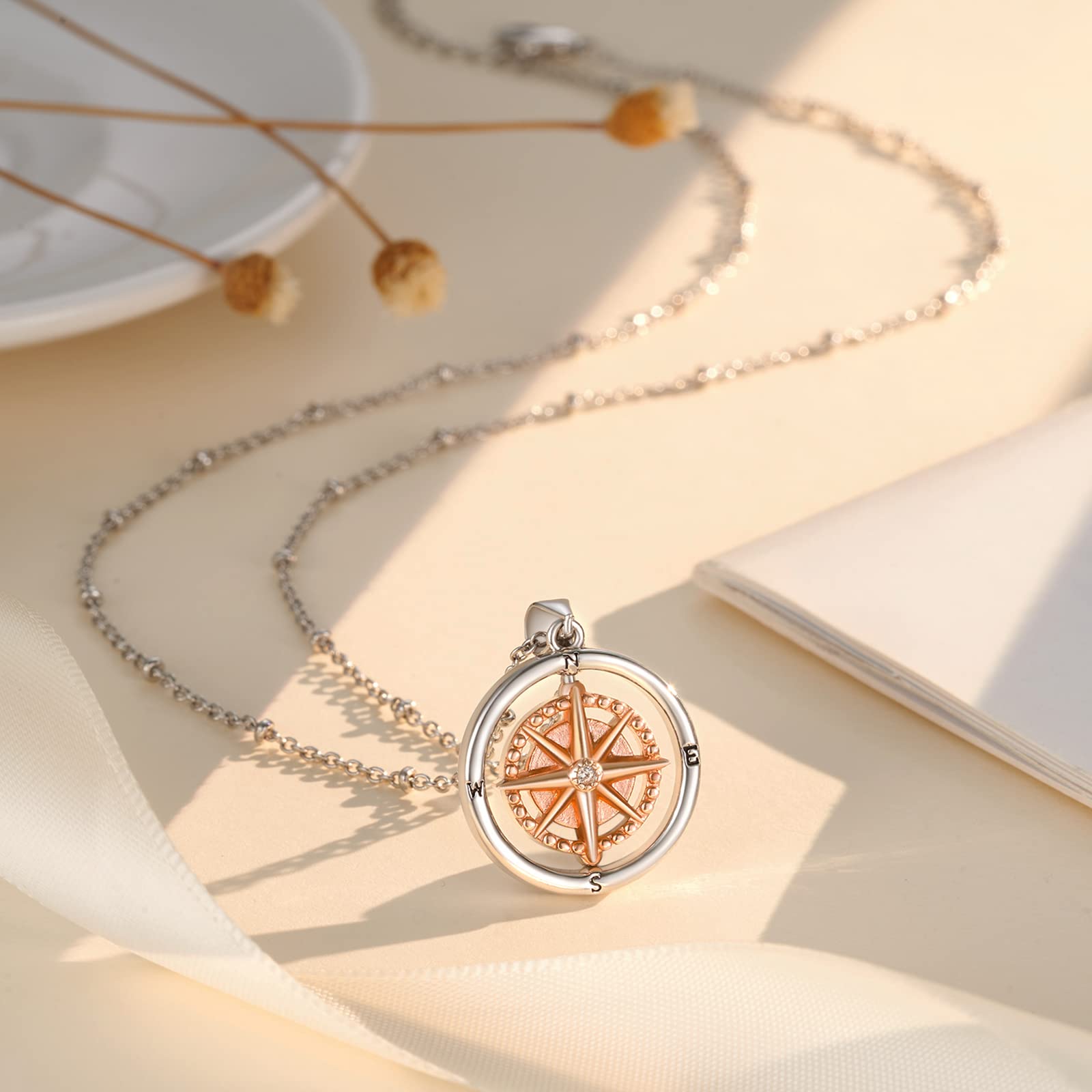 Tarsus Farewell Gifts Going Away Gift for Coworker Friends, Goodbye Moving Away Coworker Retirement Leaving Gifts for Women Graduation Gifts Compass Necklace Jewelry