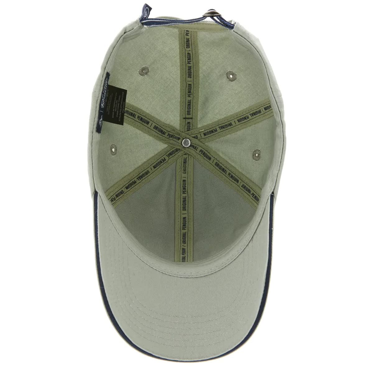 Original Penguin Contrast Logo Adjustable Strapback Baseball Hat (Moss Grey)