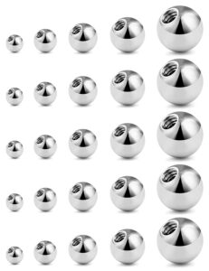 prjndjw 25pcs 16g replacement balls externally threaded surgical steel piercing balls industrial barbell septum eyebrow earring lip tongue nipple belly button piercing rings parts 3mm 4mm 5mm 6mm 8mm