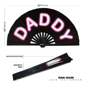 Daddy Glow Hand Fan Foldable Bamboo Circuit Rave Hand Fans Papi Slang Fan Outfit Party Gear Gifts Music Festival Rave Accessories (Pink)