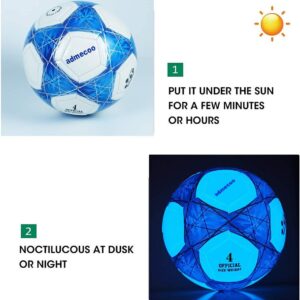 admecoo Light Up Soccer Ball Glow in The Dark Soccer Ball Size 3/4/5 with Needles and Pump Ball for Men Youth and Adult Night Games