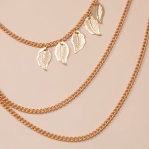 Rumtock Boho Layered Leaf Pendant Gold Shoulder Chain Bikini Bra Body Halter Backless Chain Summer Beach Body Chain for Women Girls Punk Jewelry