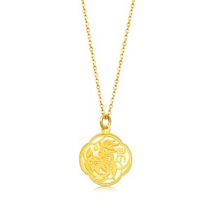 chow sang sang chinese gifting collection 999.9 24k solid gold price-by-weight 3.36g gold plum blossom-shaped 12 chinese zodiac pendant for women | [not include the necklace] (goat)