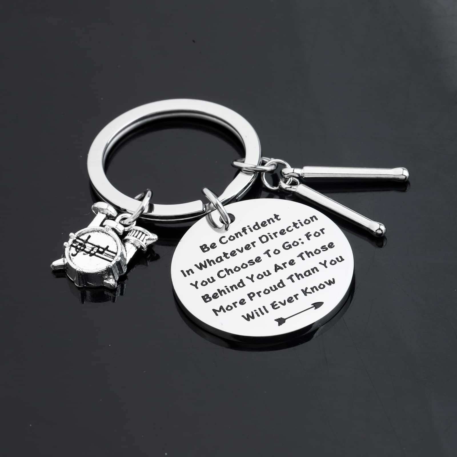 LQRI Drum Keychain Drummer Gifts Drum Kit New Percussionist Gift Percussion Jewelry Drum Player Band Gifts (silver)