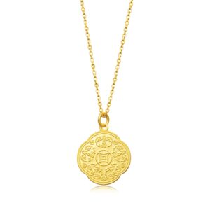 CHOW SANG SANG Chinese Gifting Collection 999.9 24K Solid Gold Price-by-Weight 3.36g Gold Plum blossom-shaped 12 Chinese Zodiac Pendant for Women | [Not Include the Necklace] (Goat)