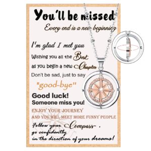 tarsus farewell gifts going away gift for coworker friends, goodbye moving away coworker retirement leaving gifts for women graduation gifts compass necklace jewelry