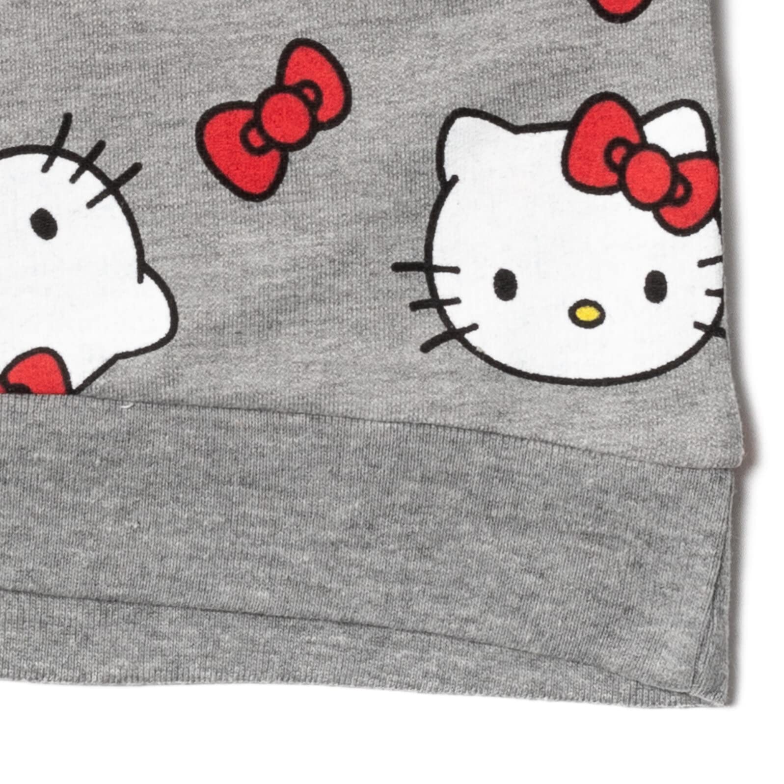 Hello Kitty Toddler Girls French Terry Pullover Sweatshirt Grey 5T