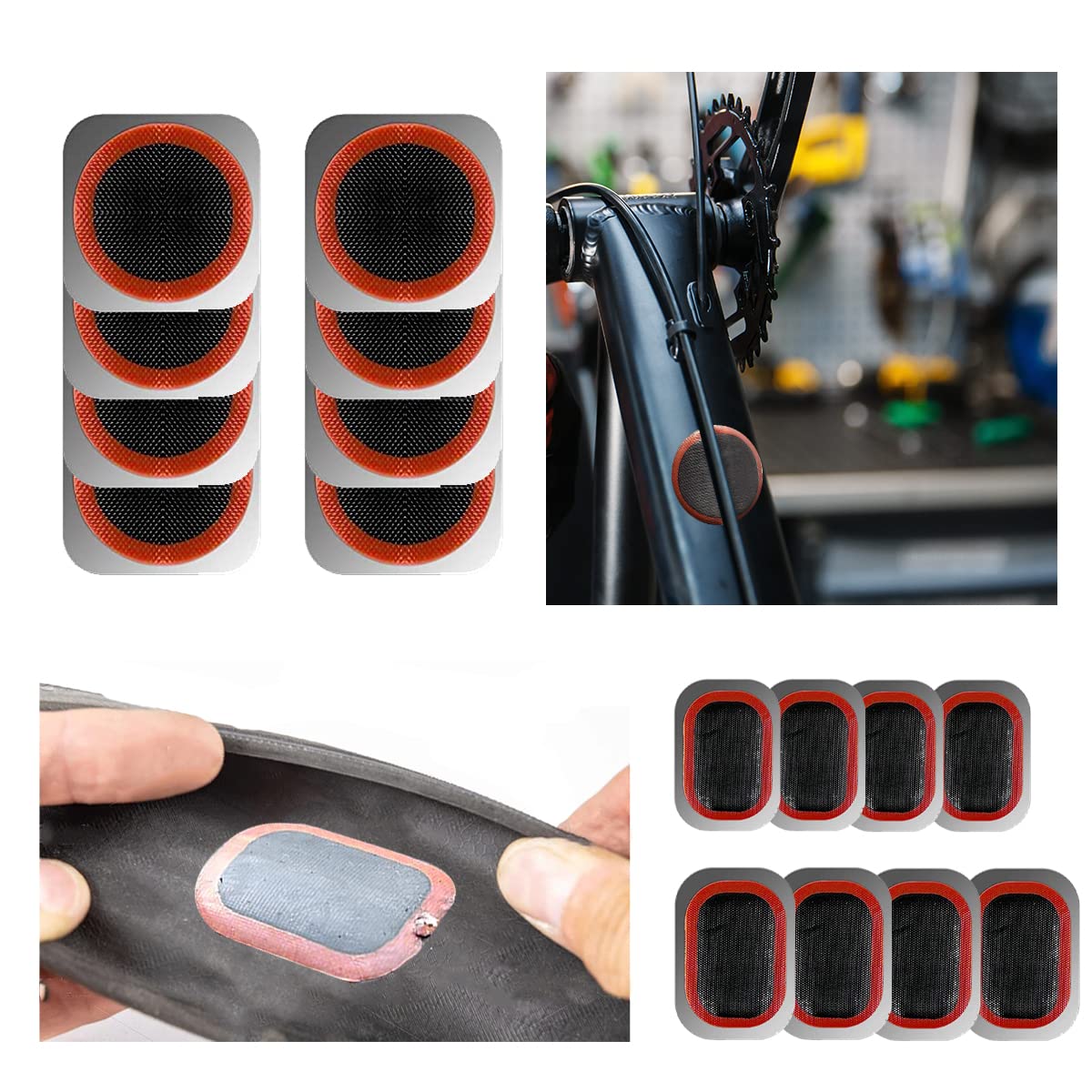 EDIONS Bike Inner Tube Patch Kits, Bicycle Tire Repair Kit with Glueless Self-Adhesive Patches, Vulcanizing Patches, Metal Rasp, Portable Storage Box for Bicycle, Motorcycle, Inflatable Rubber (Set 2)