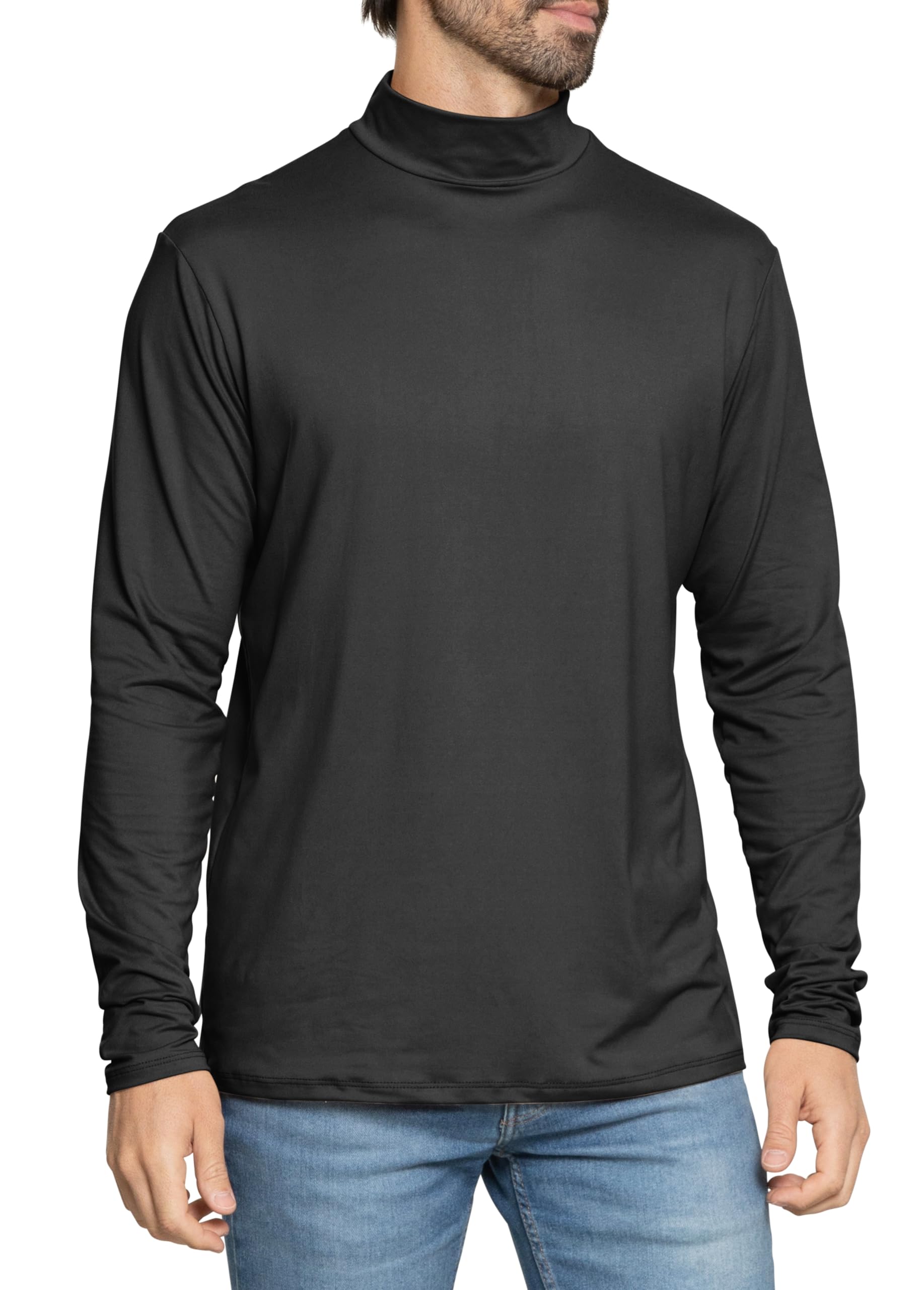 Men's Oh So Soft Long Sleeve Mock Neck Turtleneck Black 3X