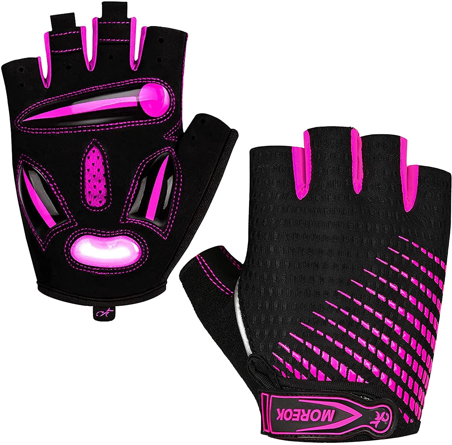 MOREOK-Cycling Gloves Bike Gloves for Men/Women-[5MM Gel Pad] Biking Gloves Light Pink-121-S