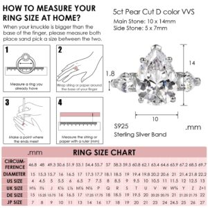 Michooyel S925 5.0ct Pear Cut Diamond Engagement Ring Cubic Zirconia Sterling Silver Wedding Ring Bridal Ring Band Fine Jewelry For Women