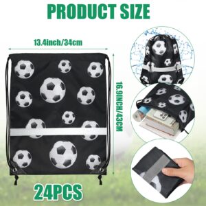 24 Pieces Soccer String Bag Drawstring Back Sack with Reflective Stripe Soccer Bags Soccer Draw String Bag Soccer Team Bag Drawstring Soccer Bag Team Sports Bags for Yoga Dance Swimming Supplies