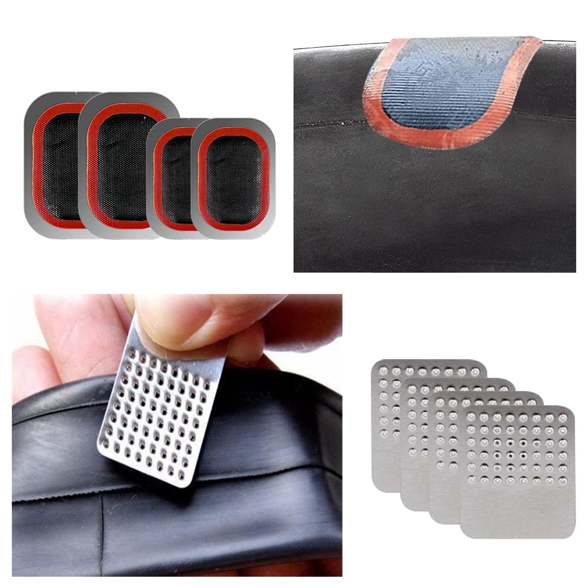 EDIONS Bike Inner Tube Patch Kits, Bicycle Tire Repair Kit with Glueless Self-Adhesive Patches, Vulcanizing Patches, Metal Rasp, Portable Storage Box for Bicycle, Motorcycle, Inflatable Rubber (Set 2)