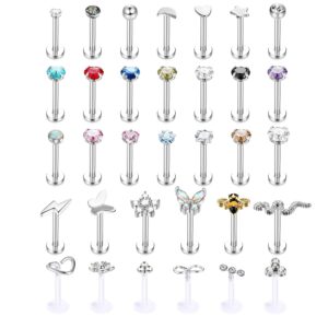 drperfect medusa lip piercing jewelry 16g stainless steel 10mm monroe lip rings for women men labret nose studs bee butterfly flower snake tragus helix cartilage conch earrings set