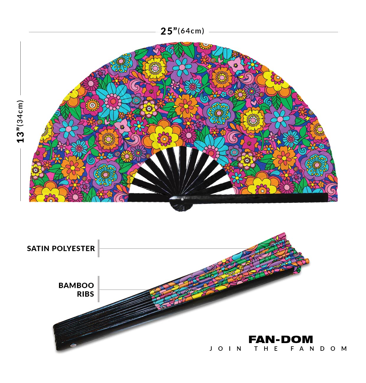 Hippie Hand Fan Foldable Bamboo Circuit Rave Hand Fans Groovy Retro Funky Hippy 70's Fan Outfit Party Gear Gifts Music Festival Rave Accessories (Style 8)