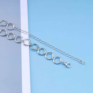 Iaceble Punk Butterfly Link Chain Necklace Butterfly Cross Choker Necklace Cross Butterfly Clavicle Necklace Silver Circle Rings Necklace Chain Jewelry for Women and Girls