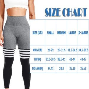 KIWI RATA Women Ribbed Booty Seamless Leggings High Waisted Workout Butt Lift Gym Yoga Panst Stretch Tights (#0 Stripe Black, M)