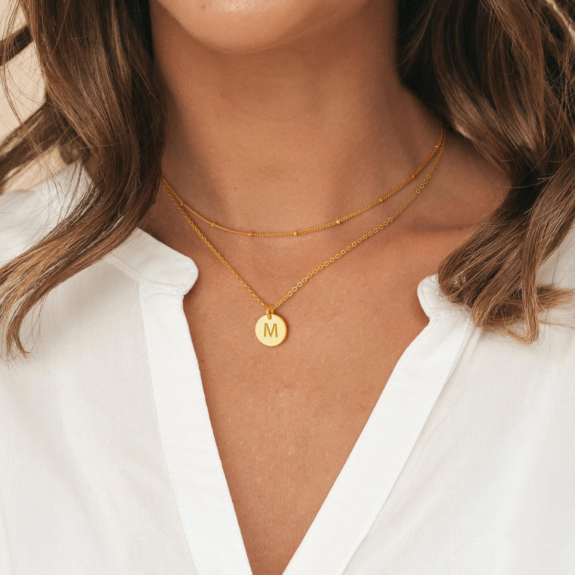 Vjoypro Gold Initial Necklaces for Women Trendy, 14K Gold Initial J Letter Dainty Gold Choker Coin Pendant Necklace Y Necklaces Trendy Jewelry Gifts for Women Teen