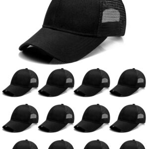 24 Pieces Blank Trucker Hats Bulk Black Mesh Baseball Caps Adjustable for Men Women Teen Sports Workout Sublimation DIY