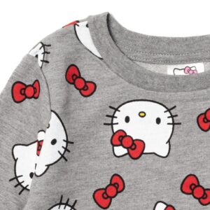 Hello Kitty Toddler Girls French Terry Pullover Sweatshirt Grey 5T