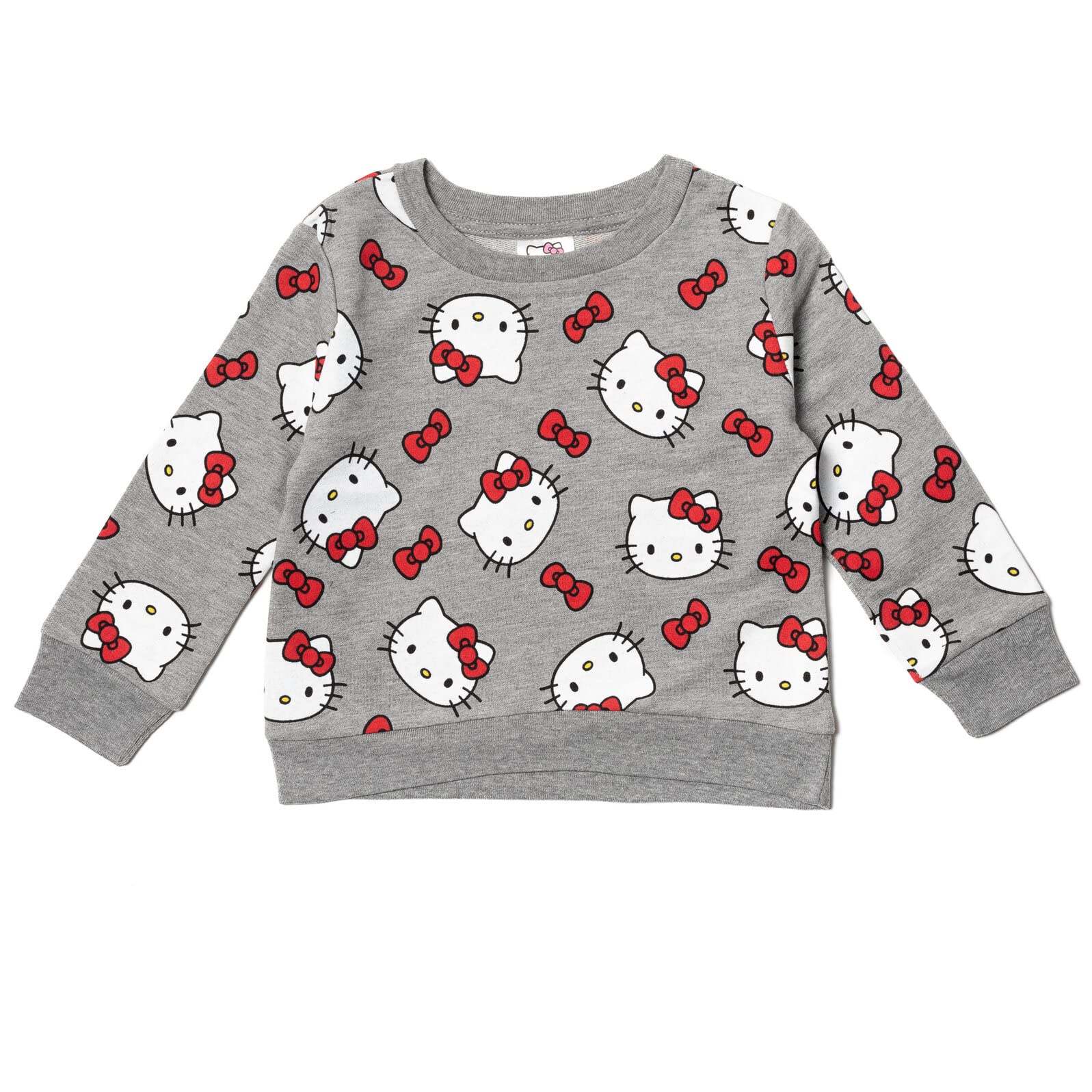 Hello Kitty Toddler Girls French Terry Pullover Sweatshirt Grey 5T