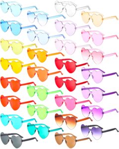 yunsailing 30 pcs heart shape sunglasses rimless heart glasses bulk colorful glasses for adults trendy glasses women eyewear (multicolor)