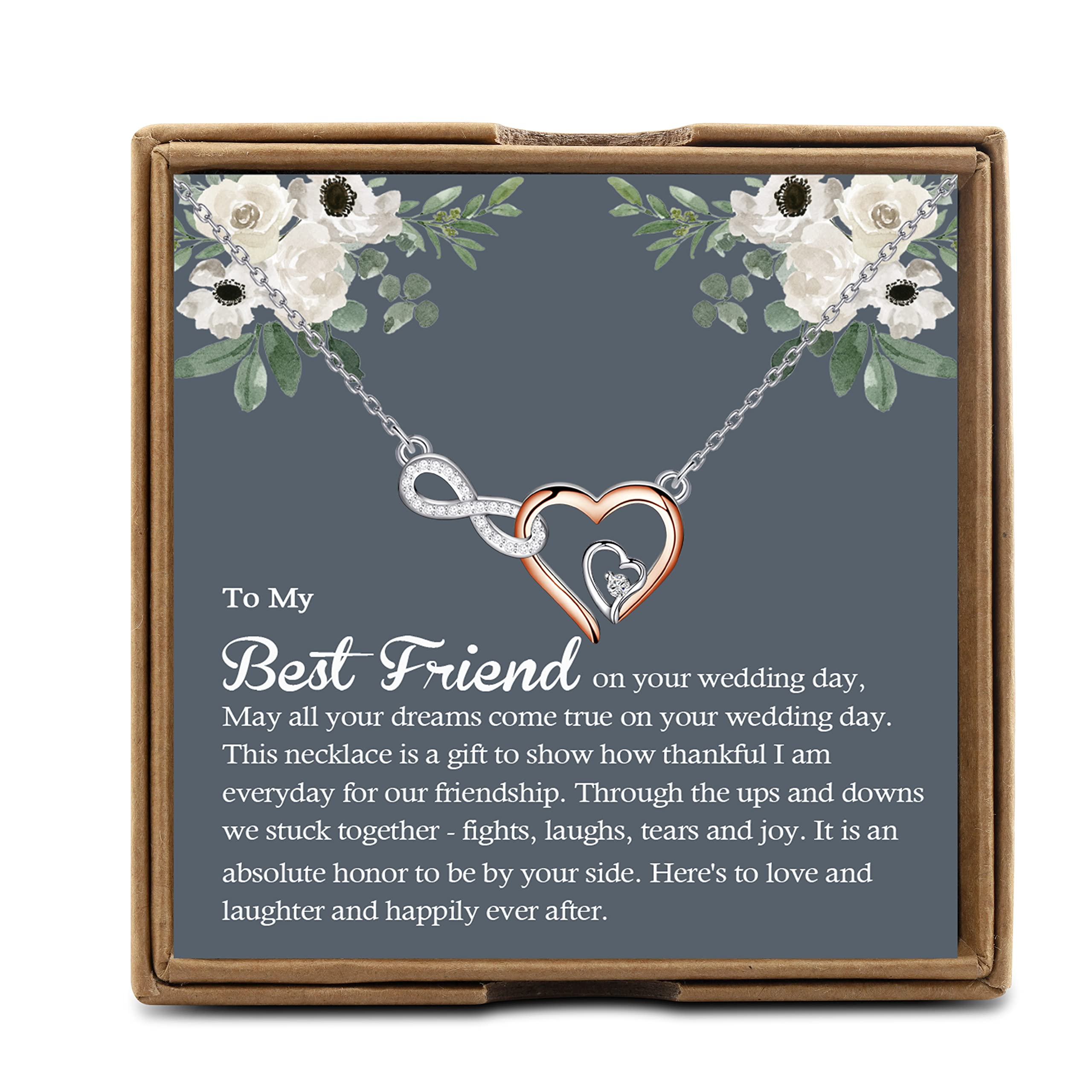 OKEYCH Best Friend Gift to Bride, To My Best Friend On Her Wedding Day Necklace, Bride Gift From Maid of Honor, Wedding Gift (To My Best Friend May Necklace)