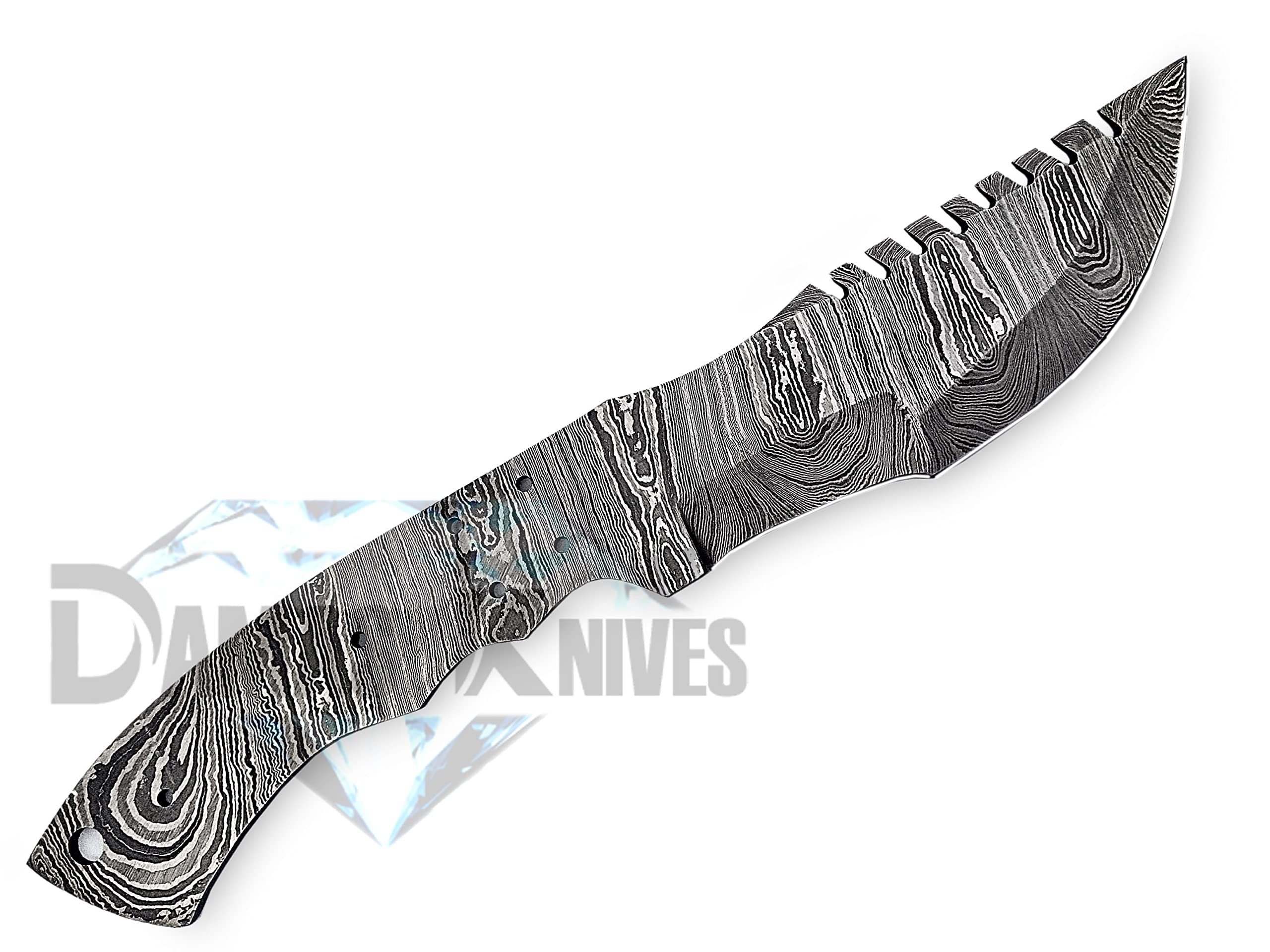 Premium Custom Handmade Damascus Steel Blank Blade Tracker for Knife Making - HB 15. Ideal for Knife Projects and Customization. Durable and Versatile Blank Blade for Knife Making Enthusiasts.