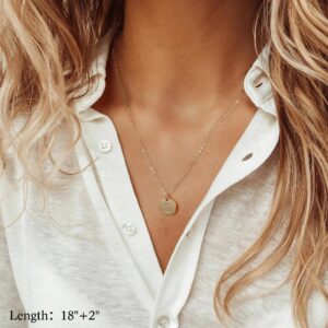 Vjoypro Gold Initial Necklaces for Women Trendy, 14K Gold Initial J Letter Dainty Gold Choker Coin Pendant Necklace Y Necklaces Trendy Jewelry Gifts for Women Teen