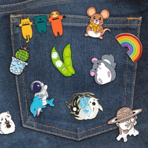 50-Pack Mixed Enamel Brooch Bulk Set,Lapel Badges, Cartoon Plant Enamel Pin Sets, Funny Button Pins Jewelry for Backpack Cloths Hats Jacket Decoration (50 PCS)