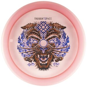 Thought Space Athletics Omen Pink Advanced Disc Golf Driver in Ethos Plastic - Overstable Control Driver for Straight Flight & Heavy Fade - Flying Disc Sports Equipment, 173 - 176 Grams