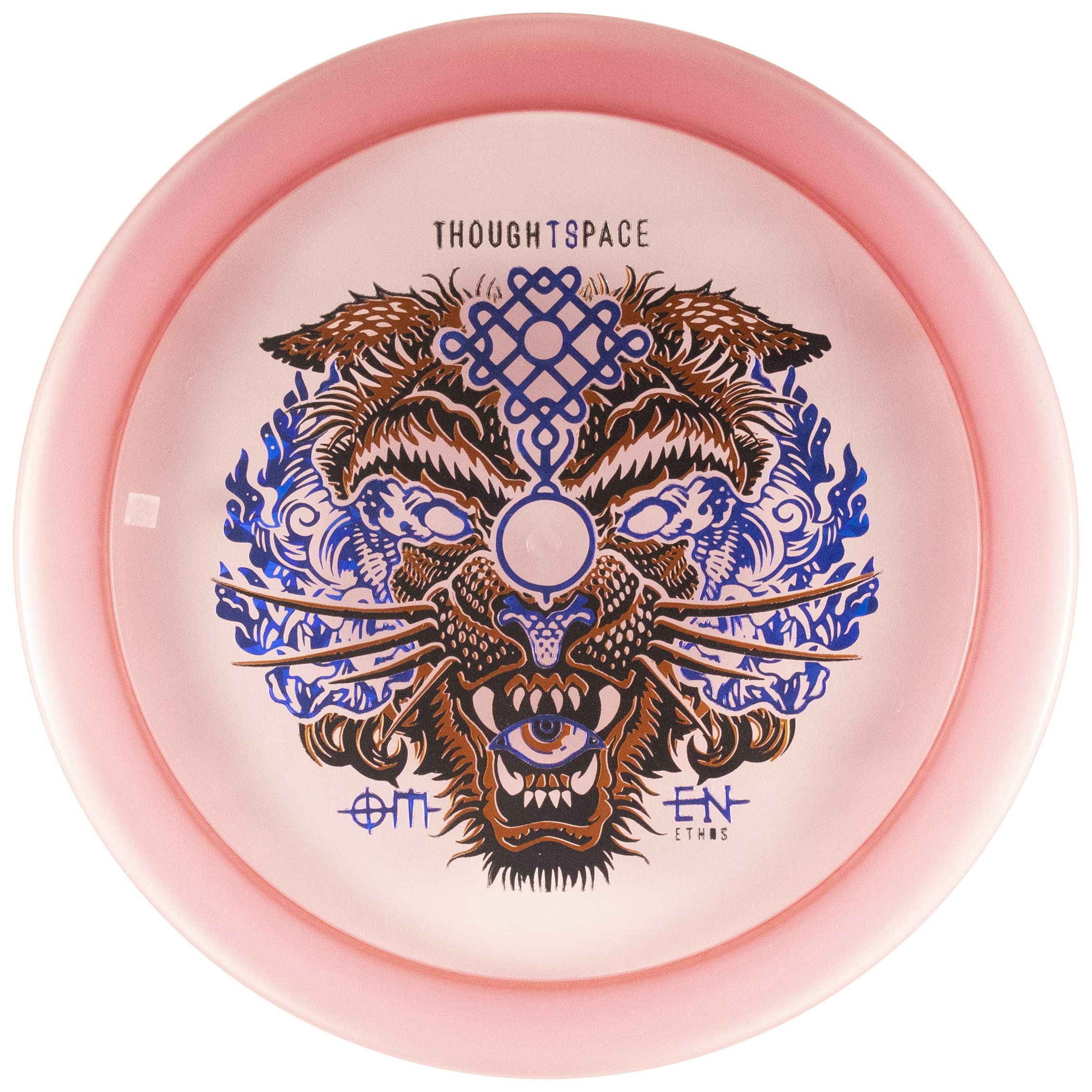 Thought Space Athletics Omen Pink Advanced Disc Golf Driver in Ethos Plastic - Overstable Control Driver for Straight Flight & Heavy Fade - Flying Disc Sports Equipment, 173 - 176 Grams