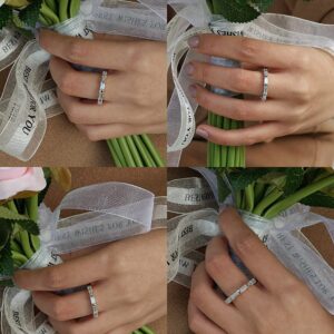 Michooyel S925 Baguette Eternity Ring Wedding Band Ring Cubic Zirconia Stacking Ring Sterling Silver Ring for Women