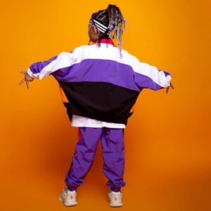 LOLANTA Boys' Girls' Color Block Jacket Track Pants Sets Dance Outfits Sportswear Unisex (8-10, purple)