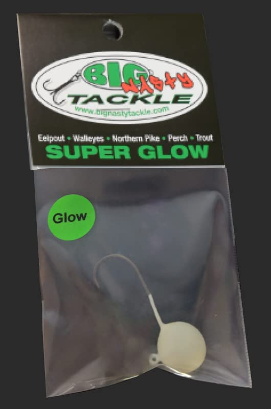 Big Nasty Tackle Lead-Free Super Glow Pout Pounder Jig 1 oz (1 Pack) (White)