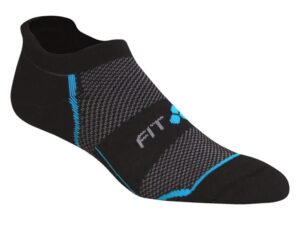 fitsok unisex sr8 mid-weight tab running sock (medium, black/flash blue)