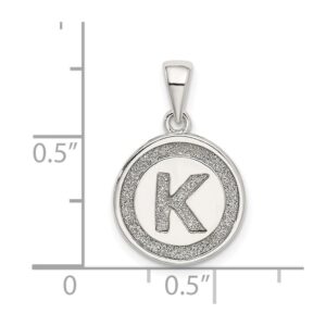 Auriga Fine Jewelry Sterling Silver Glitter Enamel Letter K Initial Circle Pendant Gift for Women